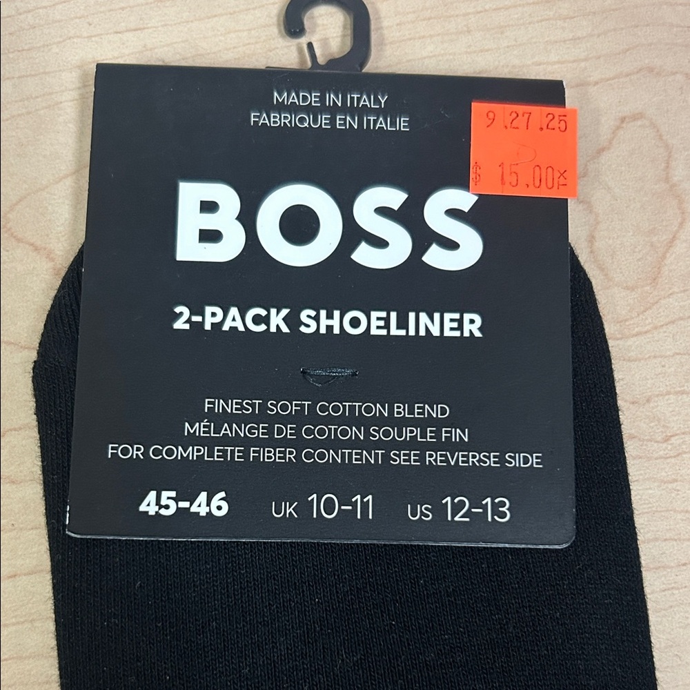 100% Authentic BOSS Men's Black Casual ShoeLiners 2 piece